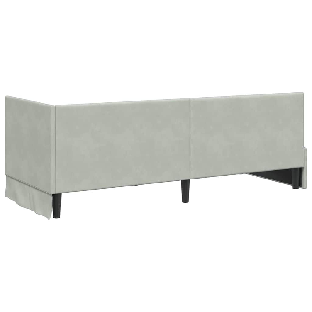 Eckbettgestell mit Kopfteil Hellgrau 80 cm x 200 cm Samt