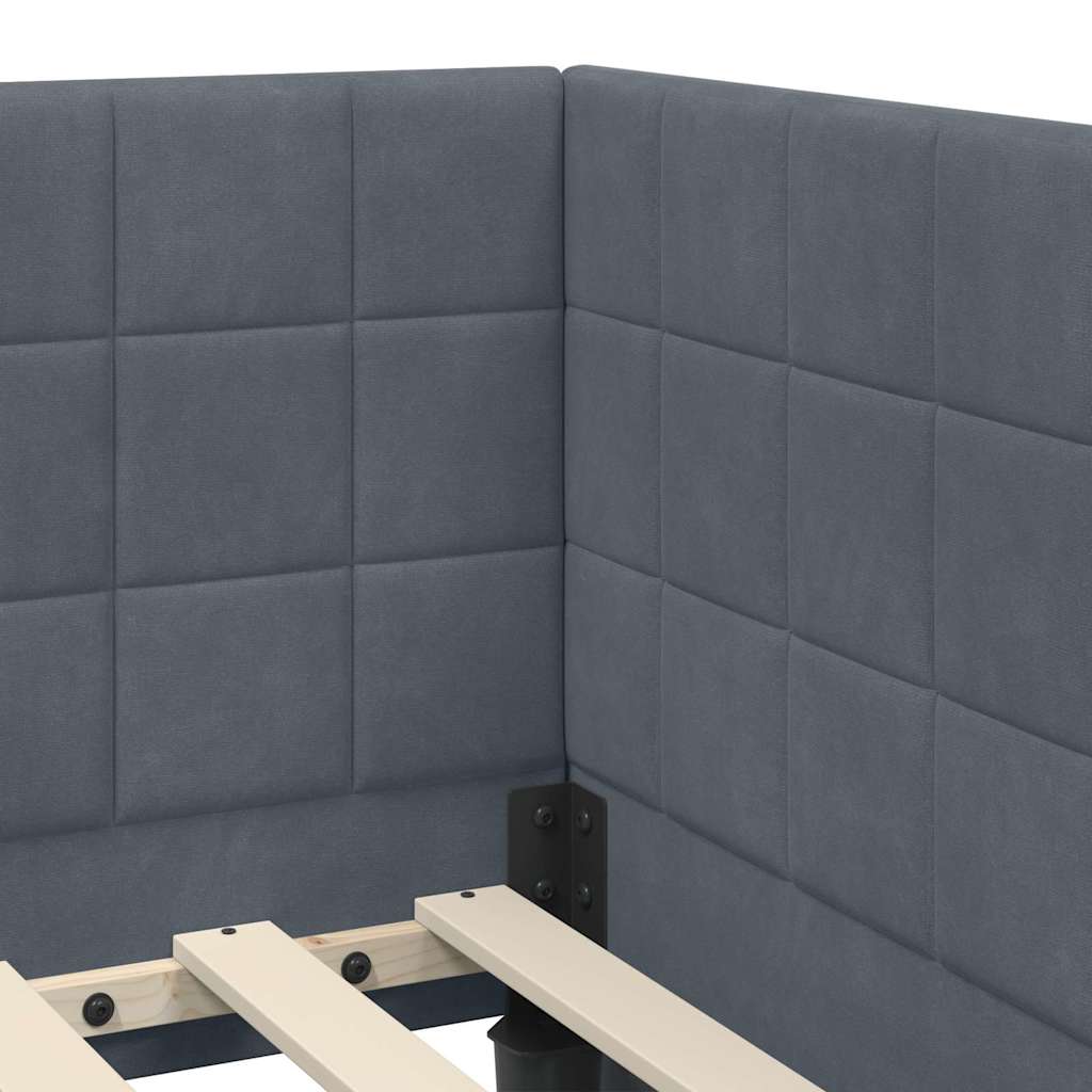 Eckbettgestell mit Kopfteil Dunkelgrau 80 cm x 200 cm Samt