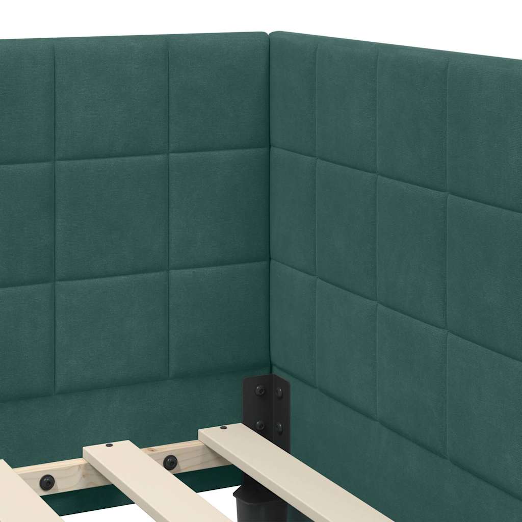 Eckbettgestell mit Kopfteil Dunkelgrün 80 cm x 200 cm Samt