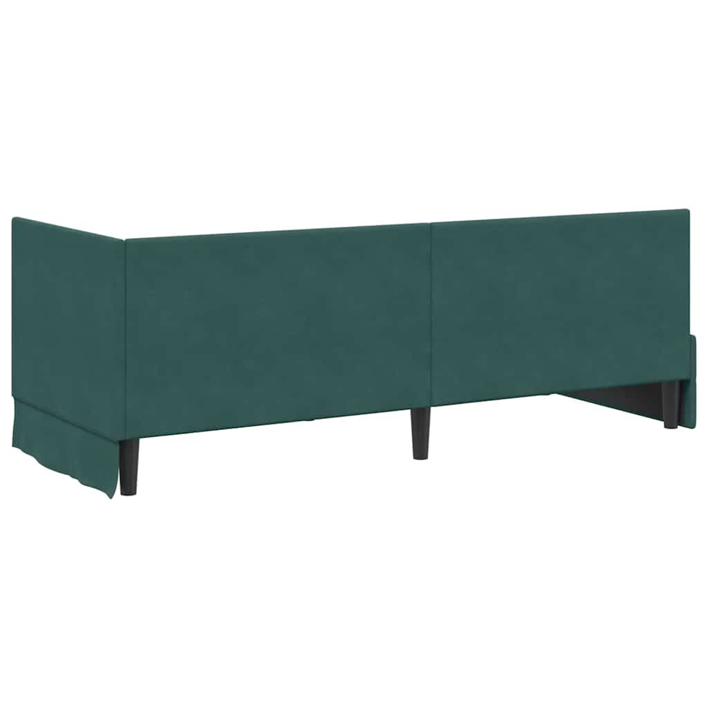 Eckbettgestell mit Kopfteil Dunkelgrün 80 cm x 200 cm Samt