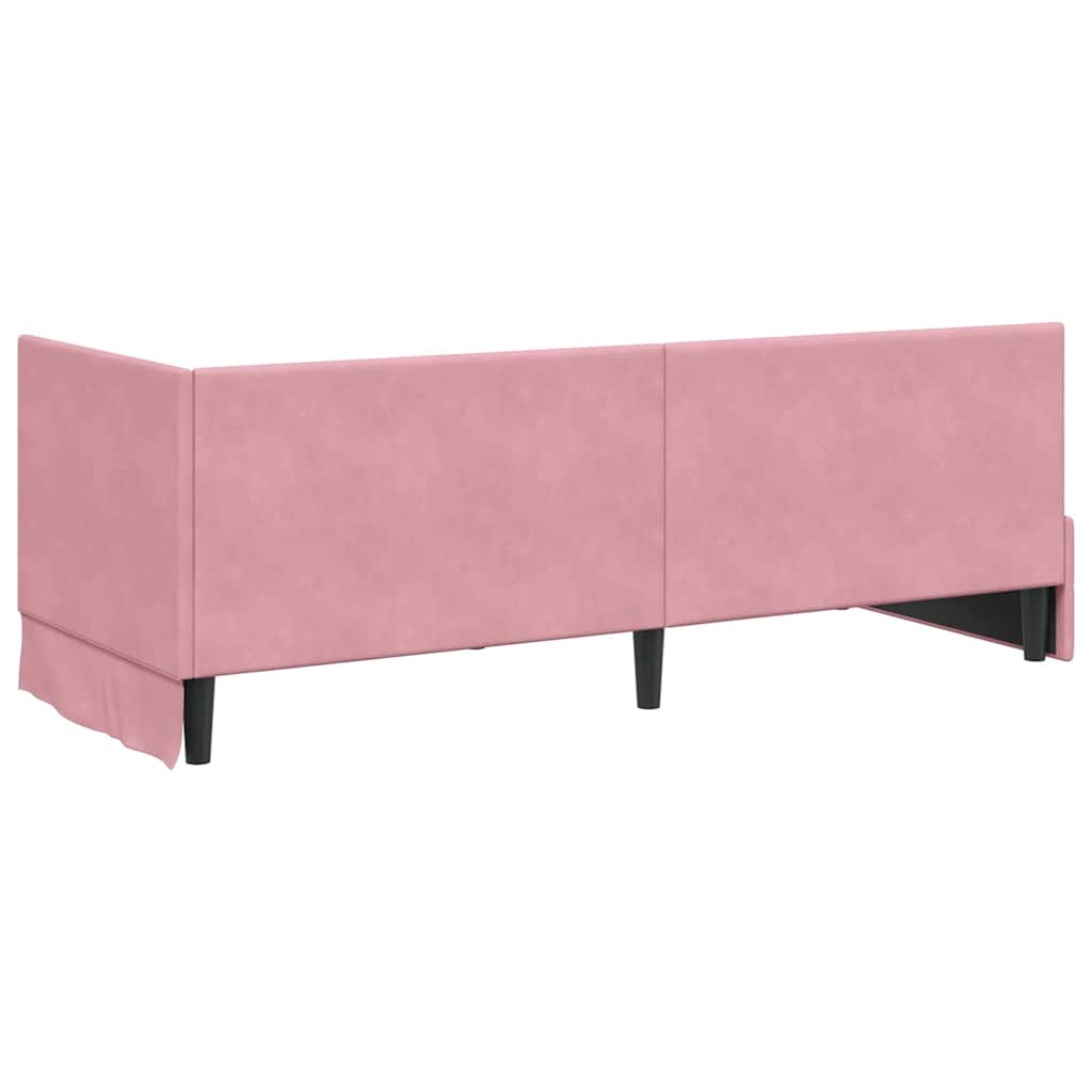 Eckbettgestell mit Kopfteil Rosa 80 cm x 200 cm Samt