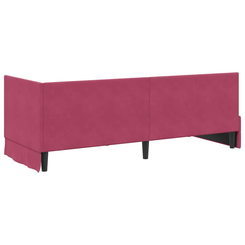 Eckbettgestell mit Kopfteil Weinrot 80 cm x 200 cm Samt