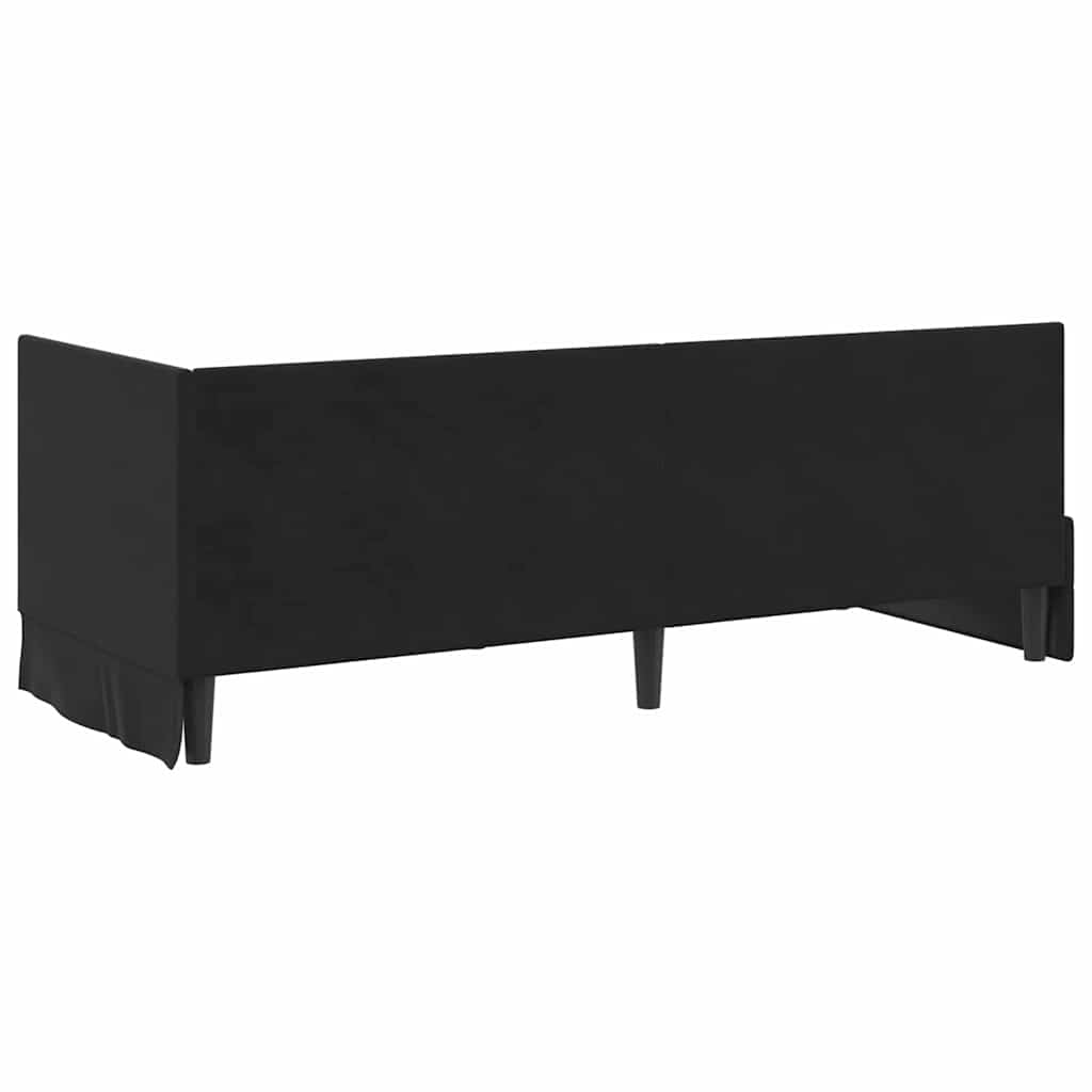 Eckbettgestell mit Kopfteil Schwarz 80 cm x 200 cm Samt