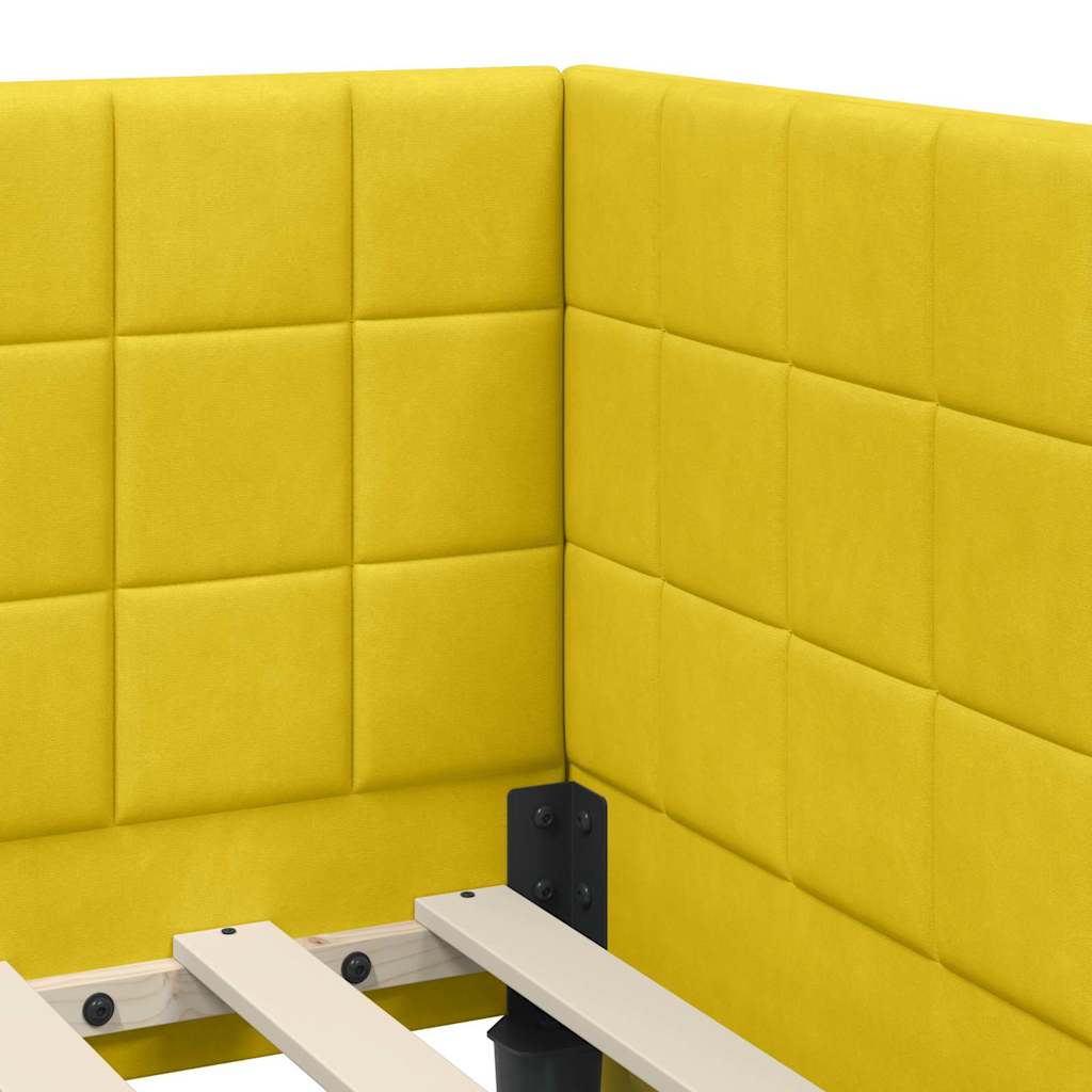 Eckbettgestell mit Kopfteil Gelb 80 cm x 200 cm Samt