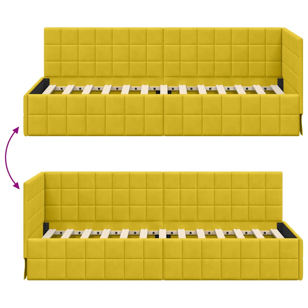 Eckbettgestell mit Kopfteil Gelb 80 cm x 200 cm Samt