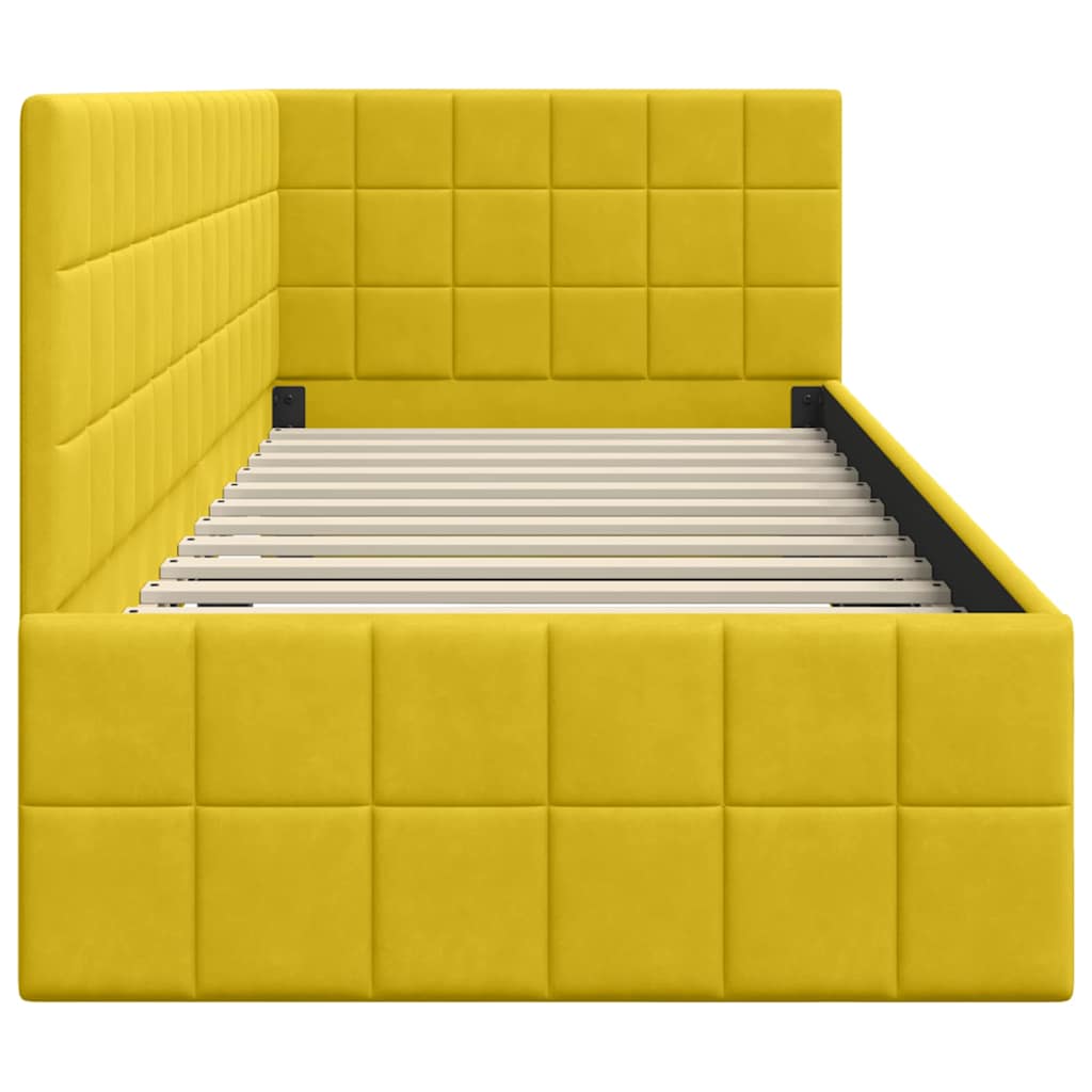 Eckbettgestell mit Kopfteil Gelb 80 cm x 200 cm Samt