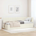 Eckbettgestell mit Kopfteil Creme 80 cm x 200 cm Samt