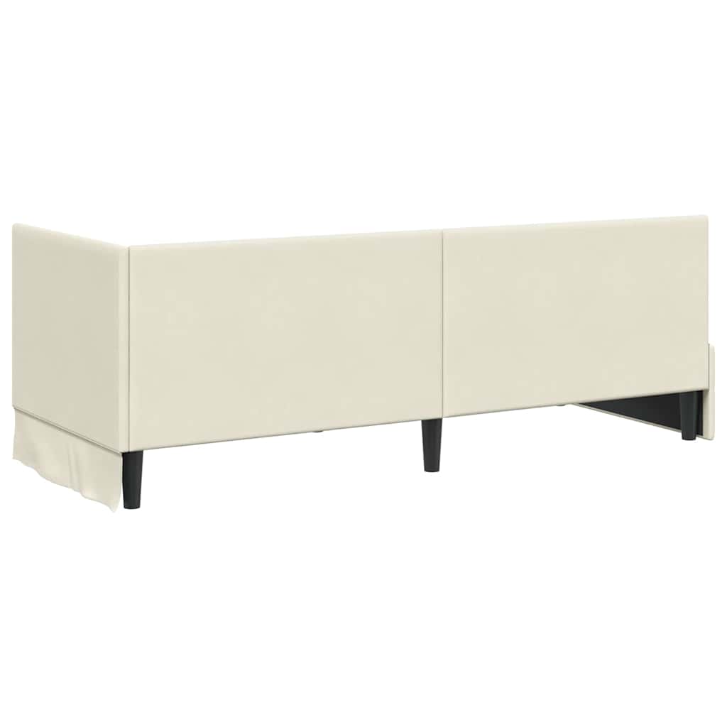 Eckbettgestell mit Kopfteil Creme 80 cm x 200 cm Samt