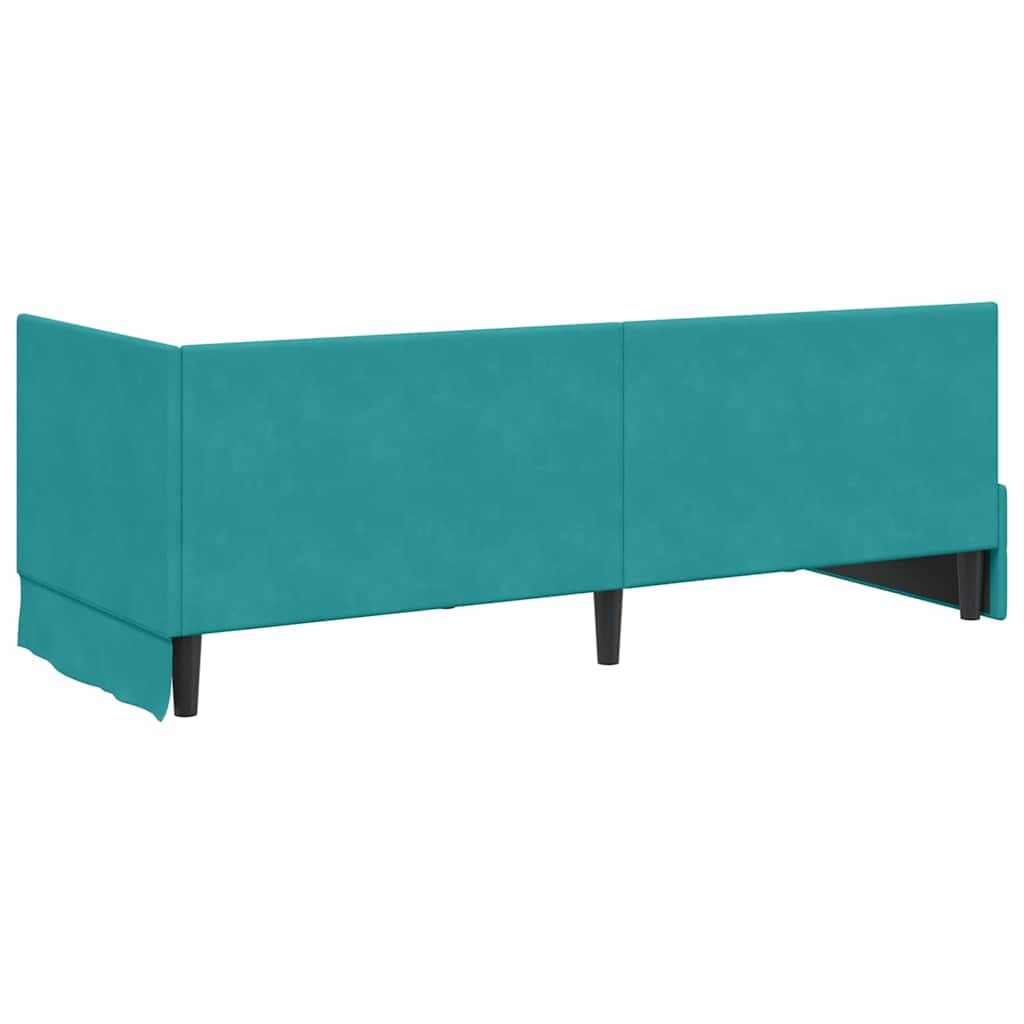 Eckbettgestell mit Kopfteil Türkis 80 cm x 200 cm Samt