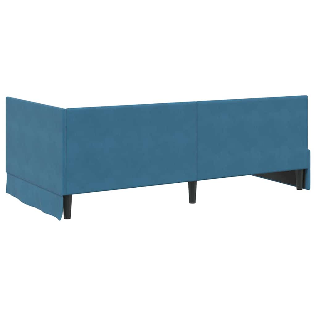 Eckbettgestell mit Kopfteil Blau 90 cm x 190 cm Samt
