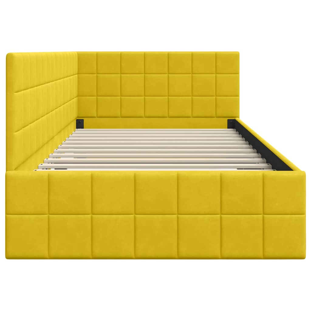 Eckbettgestell mit Kopfteil Gelb 90 cm x 190 cm Samt