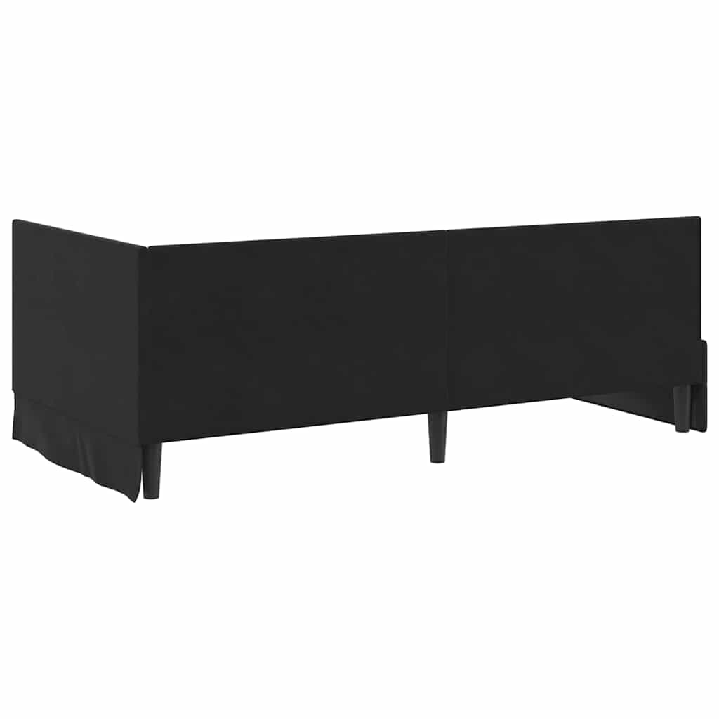 Eckbettgestell mit Kopfteil Schwarz 90 cm x 200 cm Samt
