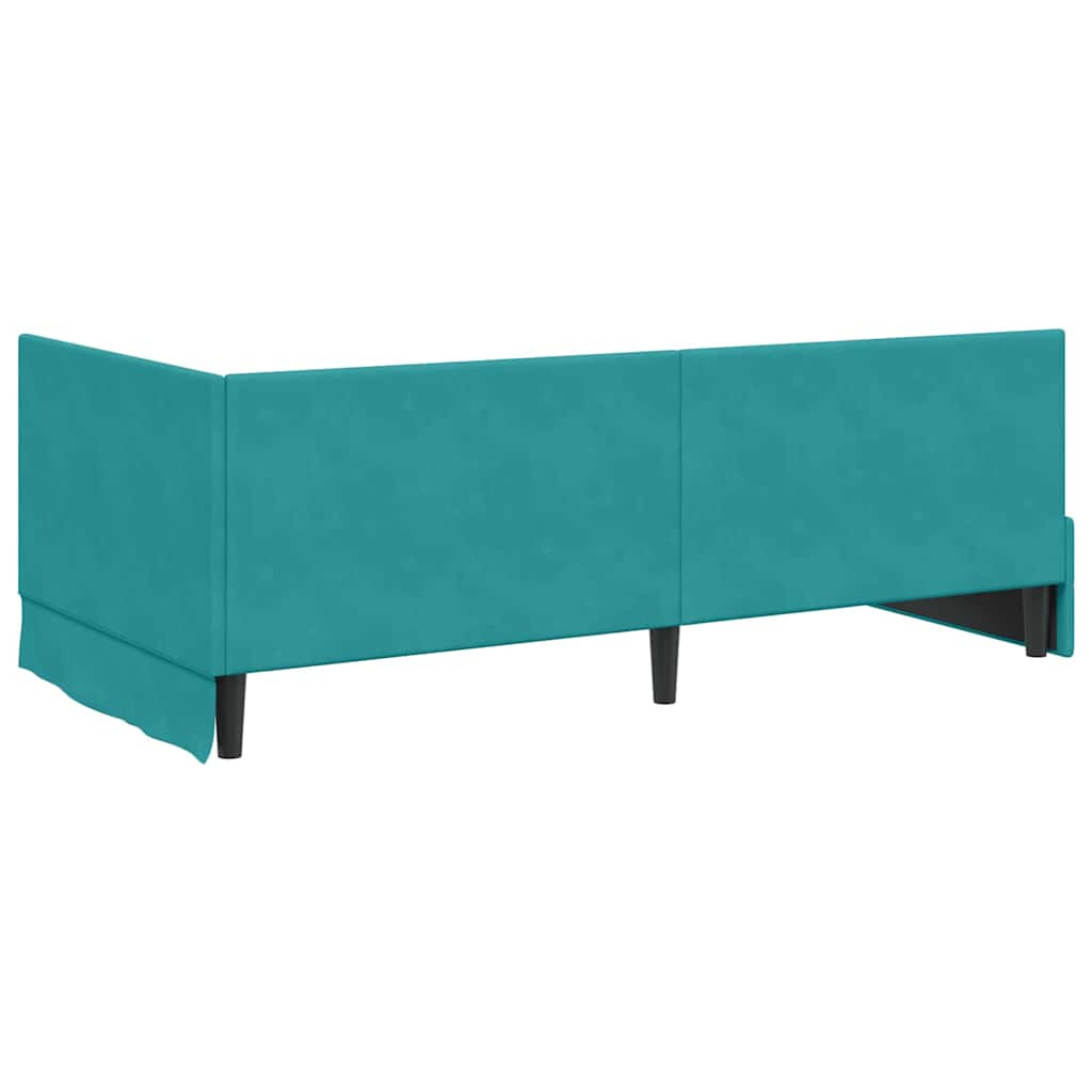 Eckbettgestell mit Kopfteil Türkis 90 cm x 200 cm Samt