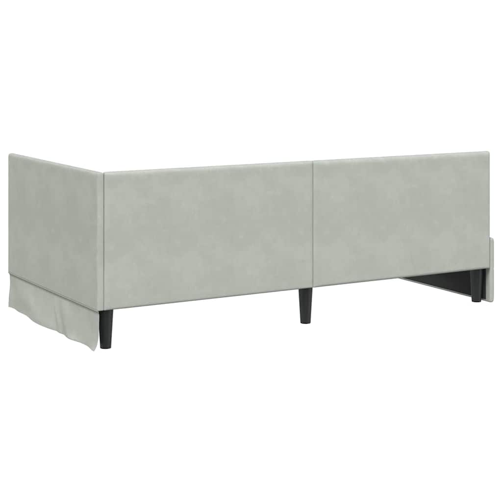 Eckbettgestell mit Kopfteil Hellgrau 100 cm x 200 cm Samt