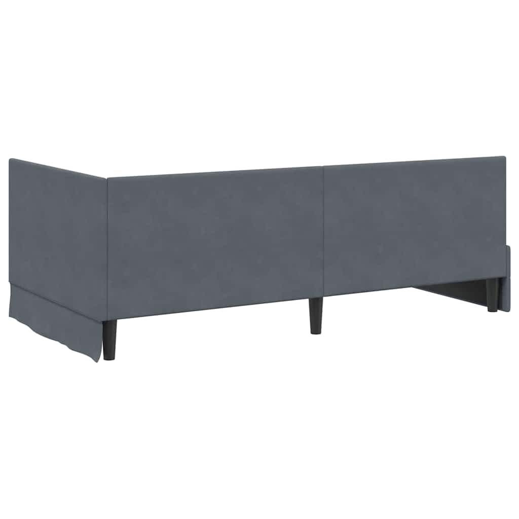 Eckbettgestell mit Kopfteil Dunkelgrau 100 cm x 200 cm Samt