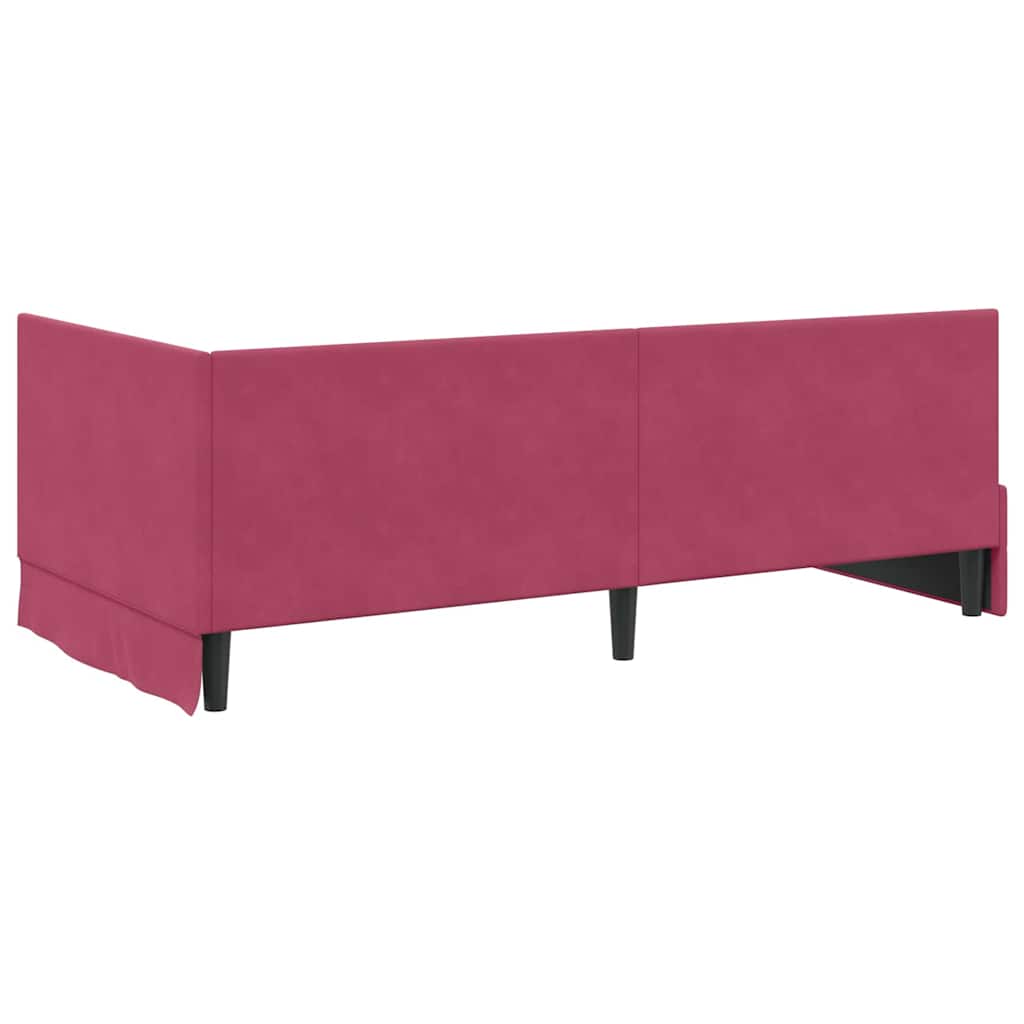 Eckbettgestell mit Kopfteil Weinrot 100 cm x 200 cm Samt