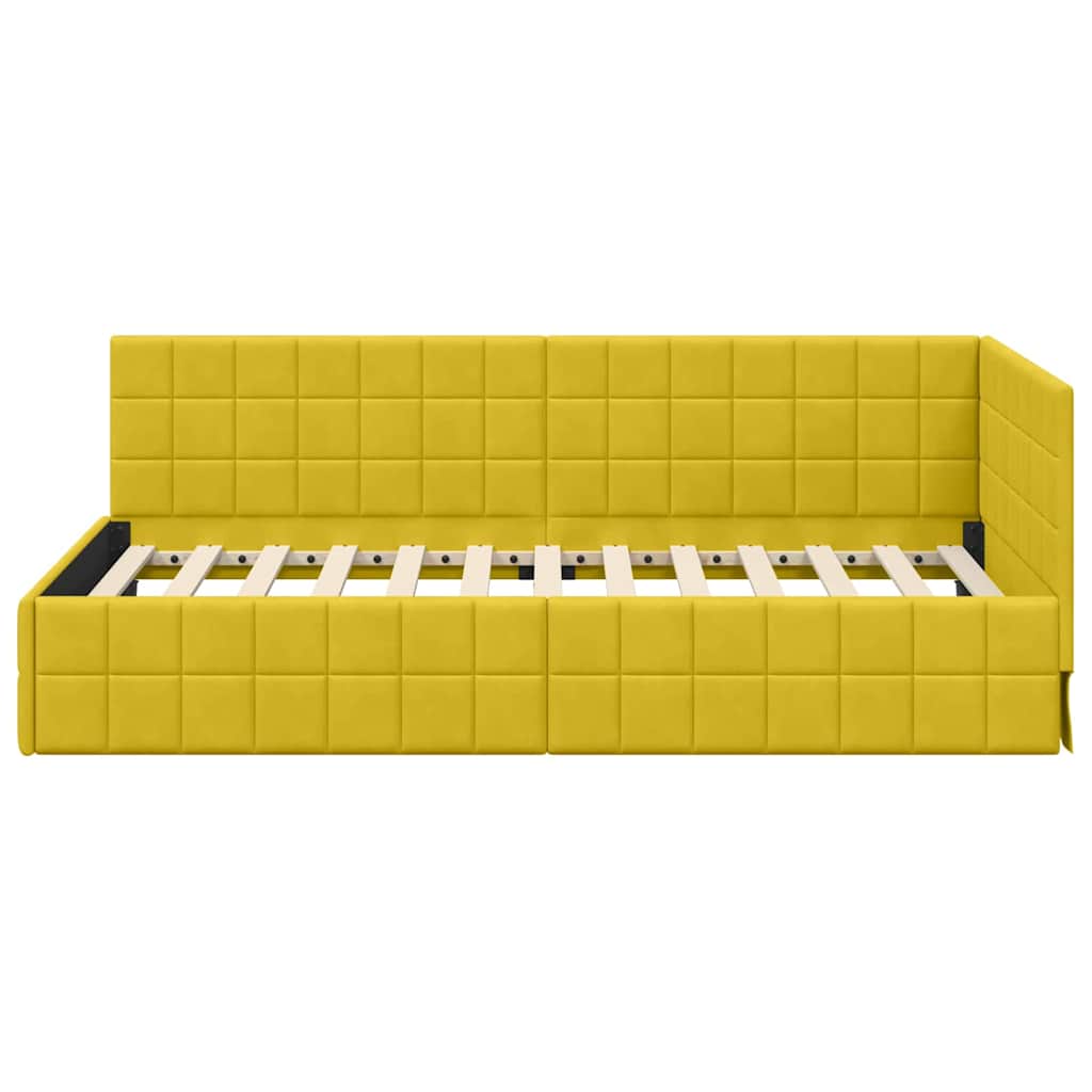 Eckbettgestell mit Kopfteil Gelb 100 cm x 200 cm Samt