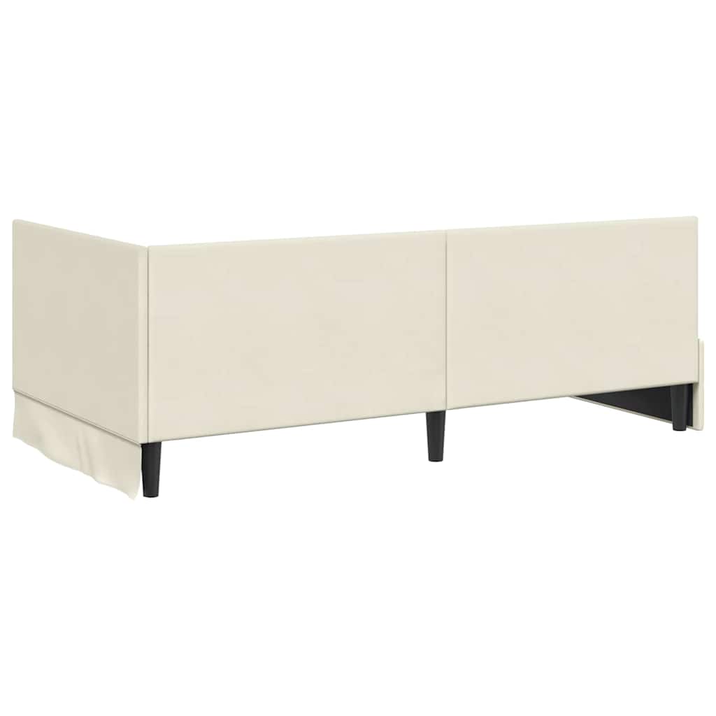 Eckbettgestell mit Kopfteil Creme 100 cm x 200 cm Samt