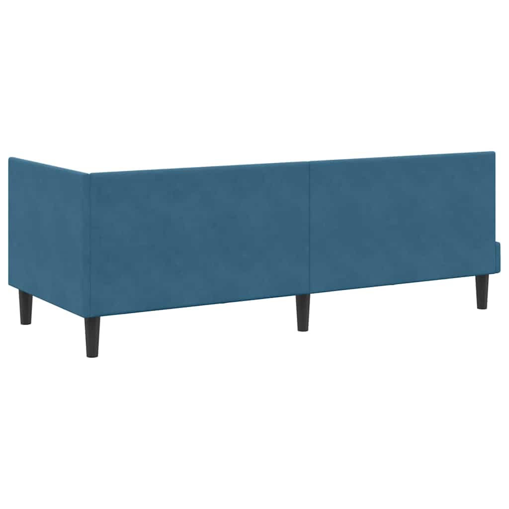 Eckbettgestell mit Kopfteil Blau 80 cm x 200 cm Samt