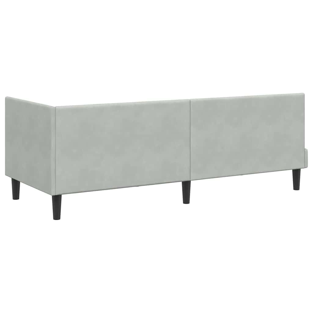Eckbettgestell mit Kopfteil Hellgrau 80 cm x 200 cm Samt