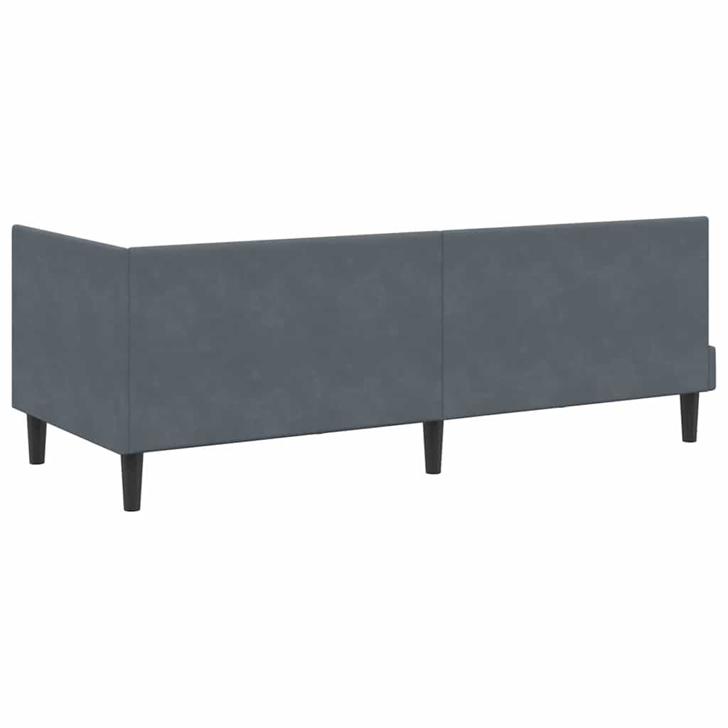 Eckbettgestell mit Kopfteil Dunkelgrau 80 cm x 200 cm Samt