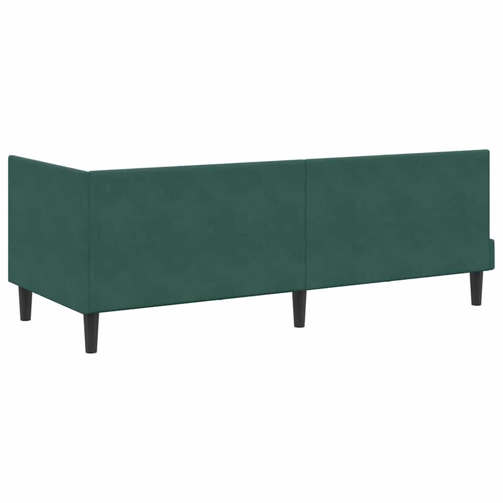 Eckbettgestell mit Kopfteil Dunkelgrün 80 cm x 200 cm Samt