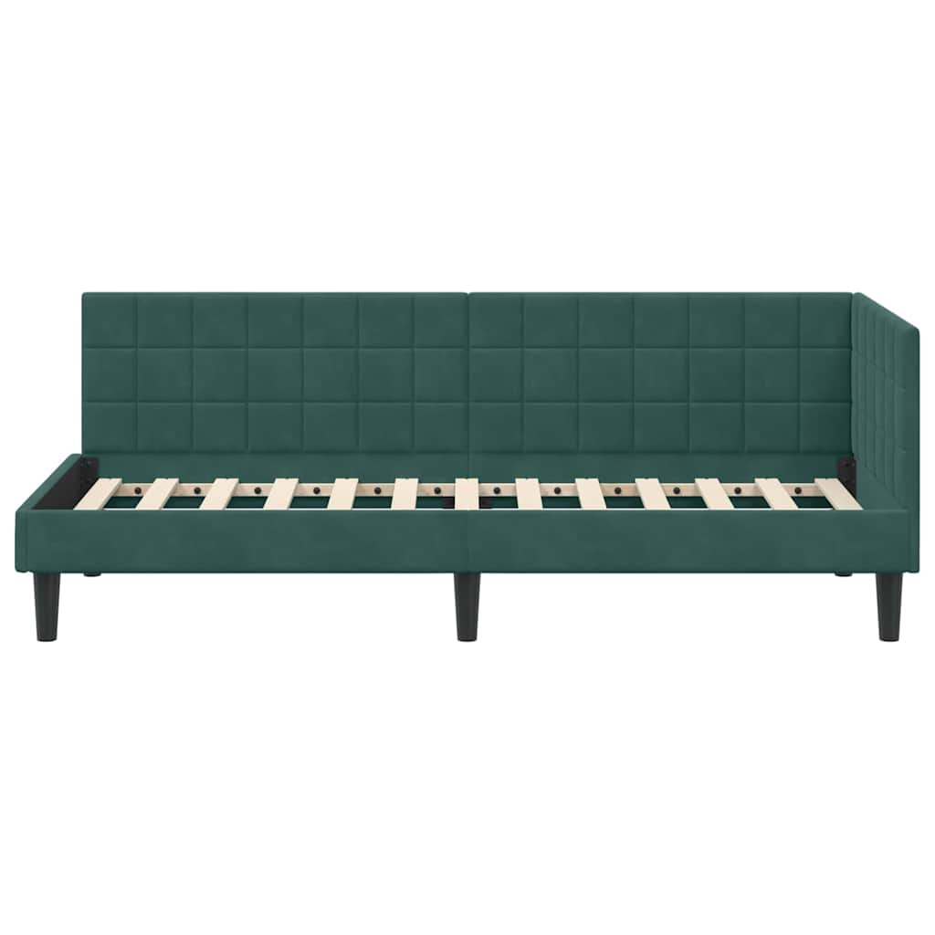 Eckbettgestell mit Kopfteil Dunkelgrün 80 cm x 200 cm Samt
