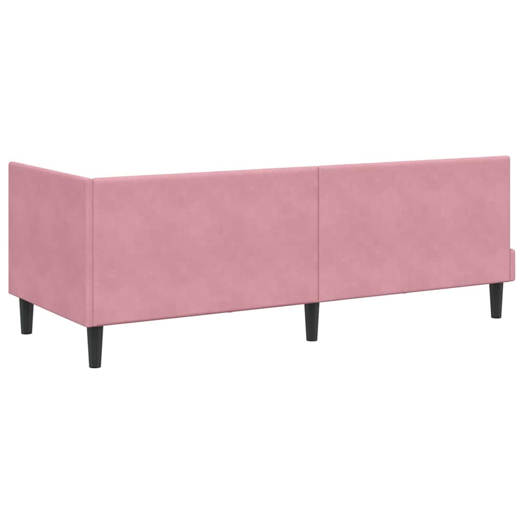 Eckbettgestell mit Kopfteil Rosa 80 cm x 200 cm Samt