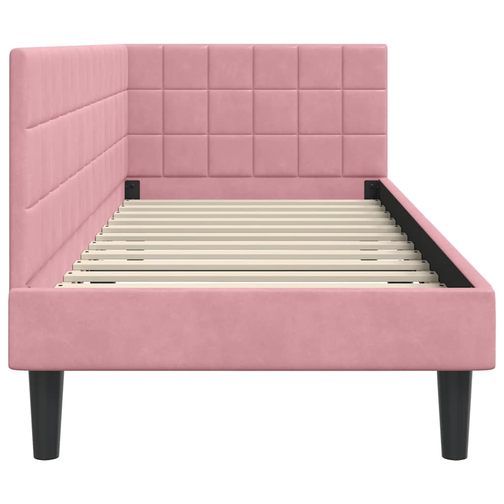 Eckbettgestell mit Kopfteil Rosa 80 cm x 200 cm Samt