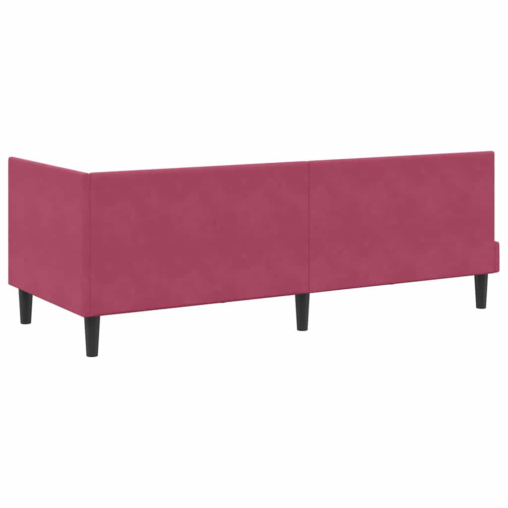 Eckbettgestell mit Kopfteil Weinrot 80 cm x 200 cm Samt