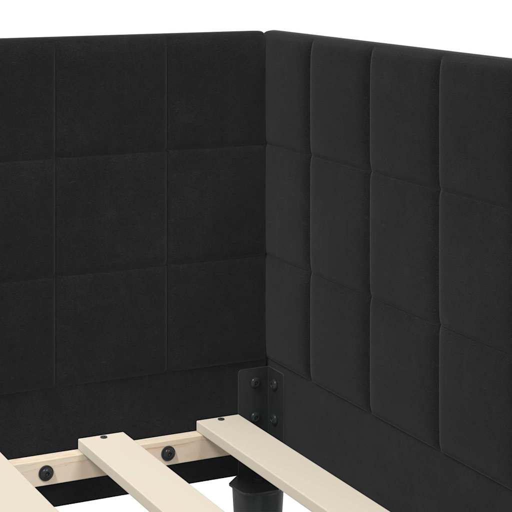 Eckbettgestell mit Kopfteil Schwarz 80 cm x 200 cm Samt