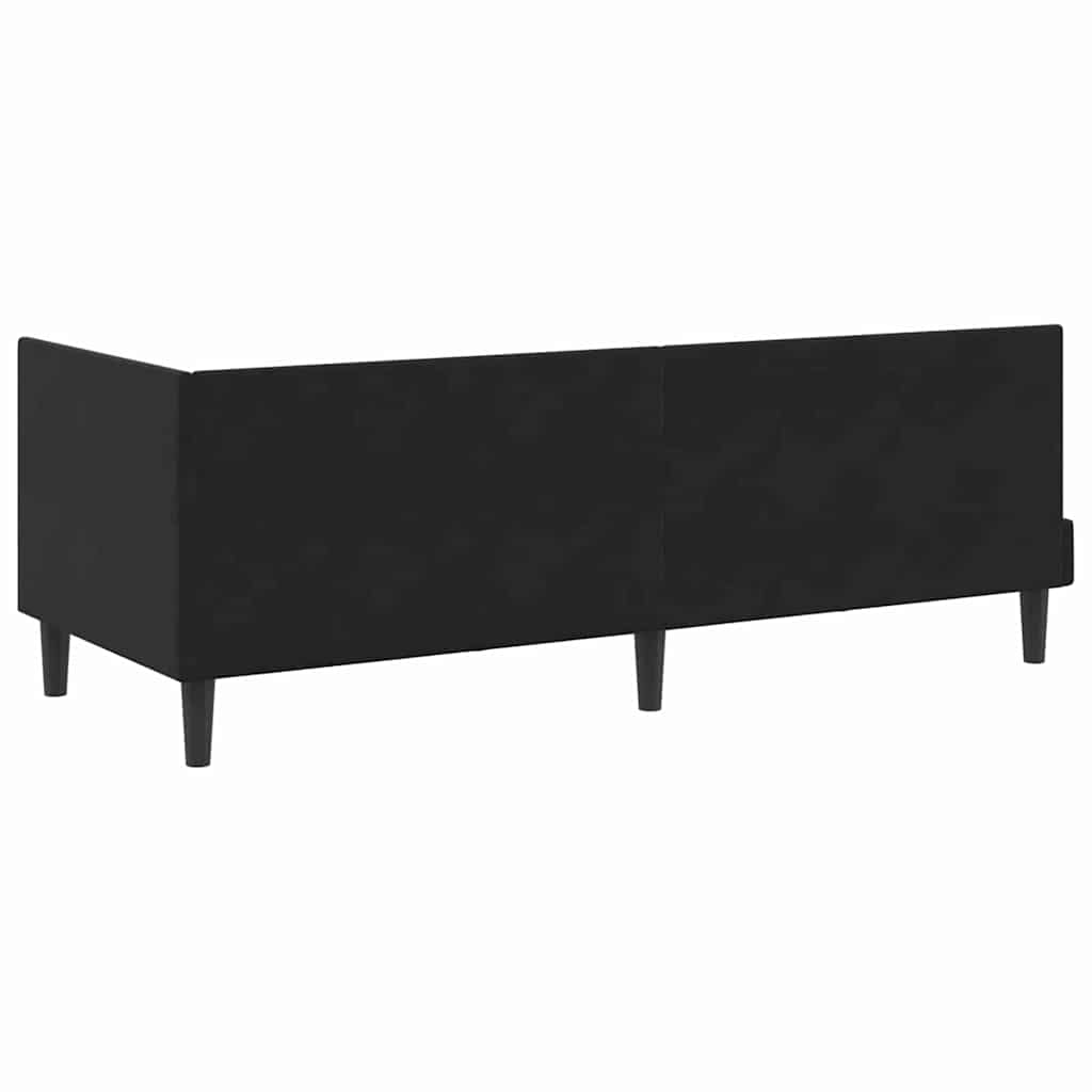 Eckbettgestell mit Kopfteil Schwarz 80 cm x 200 cm Samt