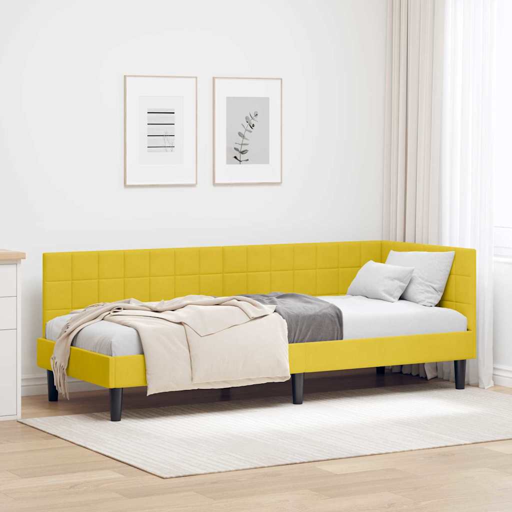 Eckbettgestell mit Kopfteil Gelb 80 cm x 200 cm Samt