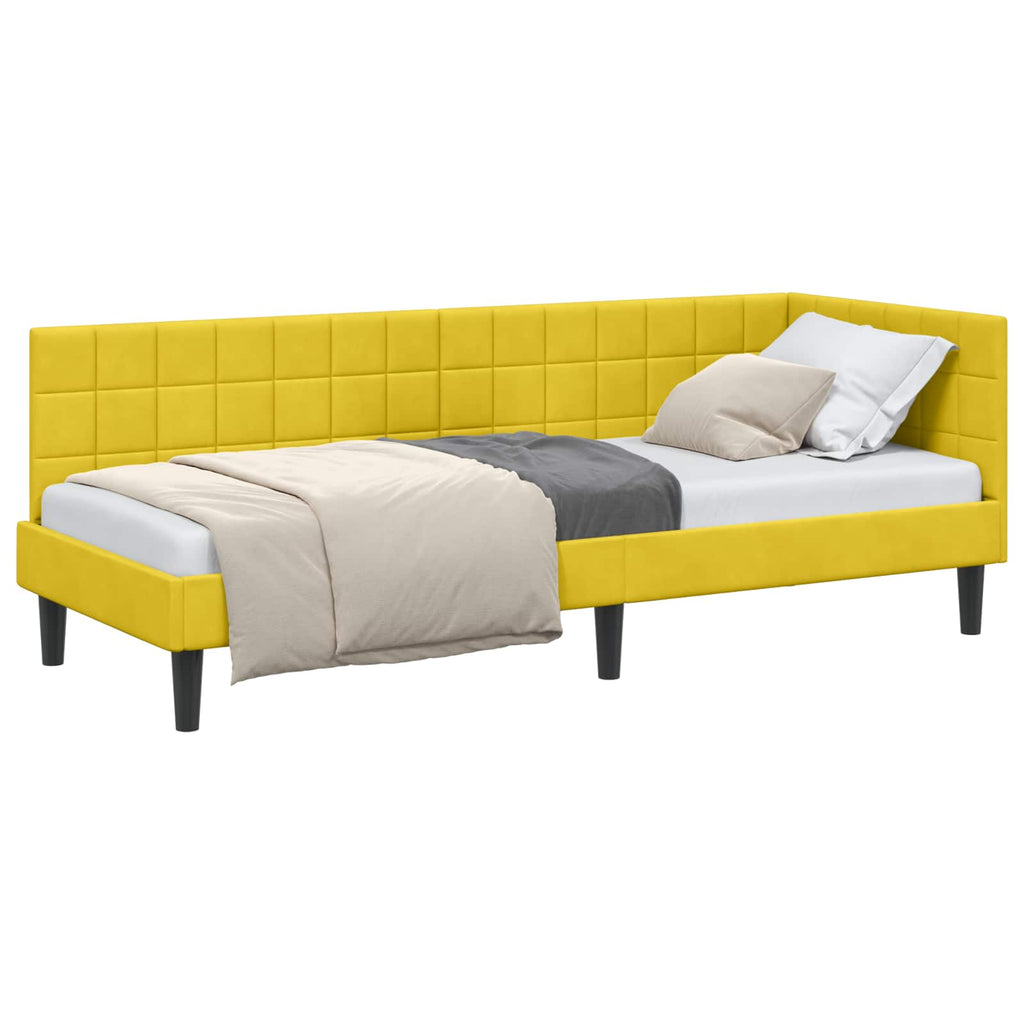 Eckbettgestell mit Kopfteil Gelb 80 cm x 200 cm Samt