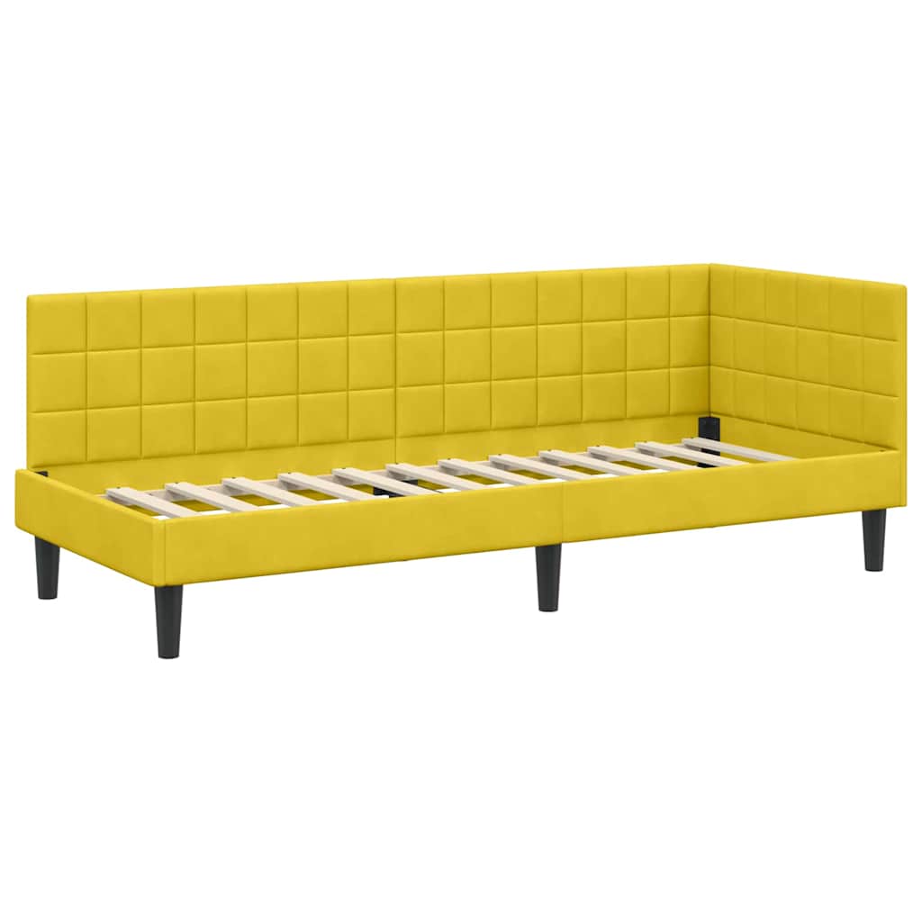 Eckbettgestell mit Kopfteil Gelb 80 cm x 200 cm Samt