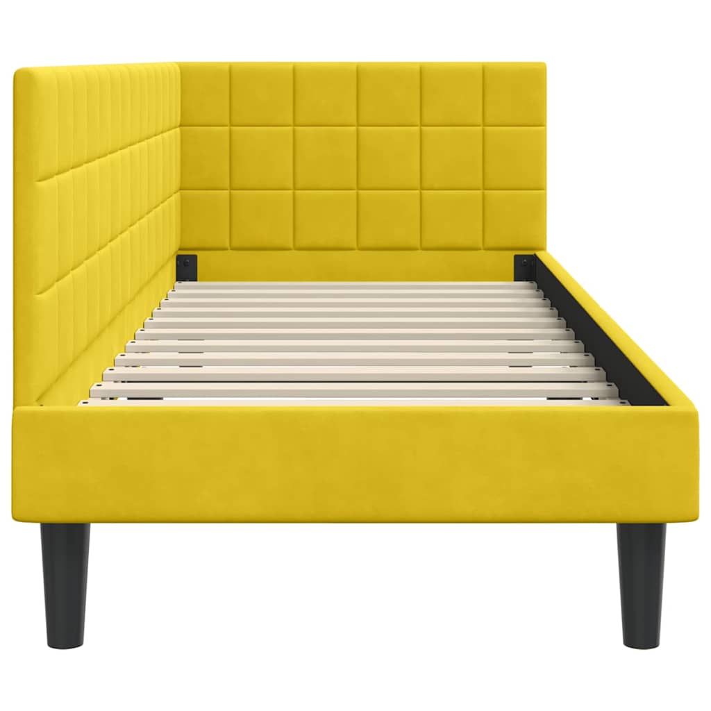 Eckbettgestell mit Kopfteil Gelb 80 cm x 200 cm Samt