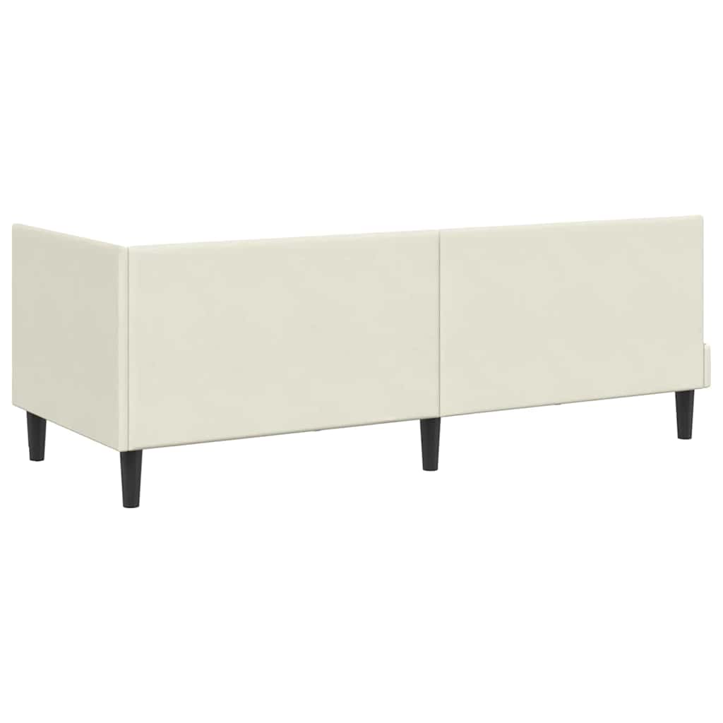 Eckbettgestell mit Kopfteil Creme 80 cm x 200 cm Samt
