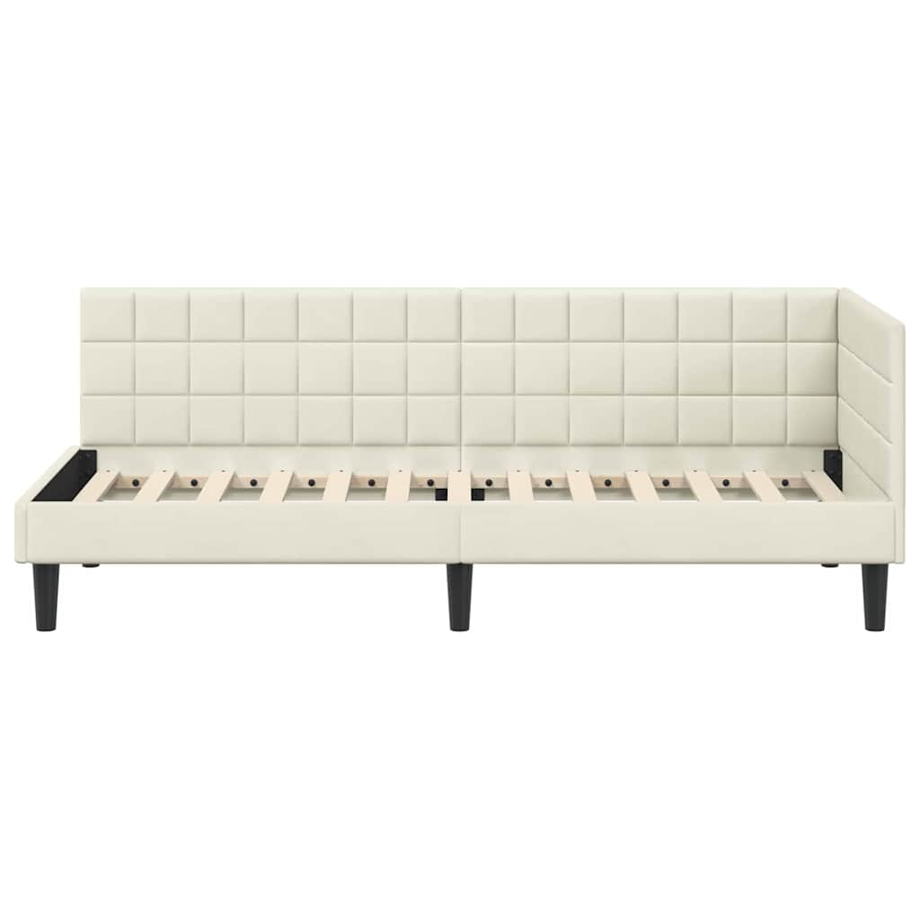 Eckbettgestell mit Kopfteil Creme 80 cm x 200 cm Samt