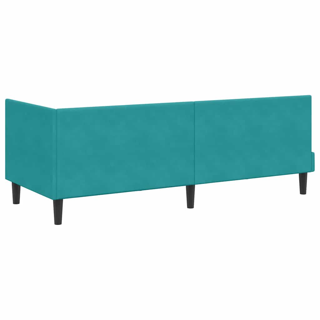 Eckbettgestell mit Kopfteil Türkis 80 cm x 200 cm Samt