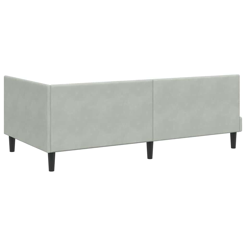 Eckbettgestell mit Kopfteil Hellgrau 90 cm x 190 cm Samt
