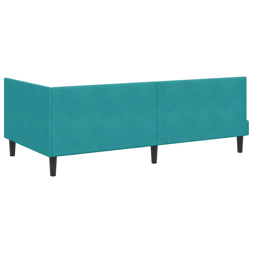 Eckbettgestell mit Kopfteil Türkis 90 cm x 190 cm Samt