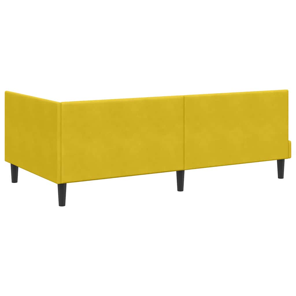 Eckbettgestell mit Kopfteil Gelb 90 cm x 200 cm Samt