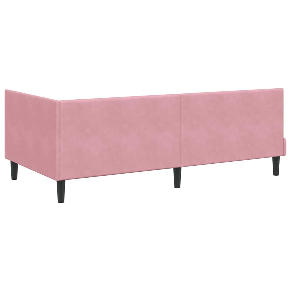 Eckbettgestell mit Kopfteil Rosa 100 cm x 200 cm Samt
