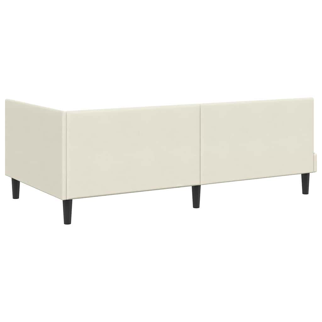 Eckbettgestell mit Kopfteil Creme 100 cm x 200 cm Samt
