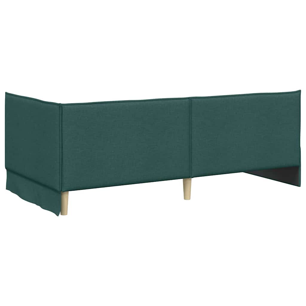 Eckbettgestell mit Kopfteil Dunkelgrün 80 x 200 cm Stoff