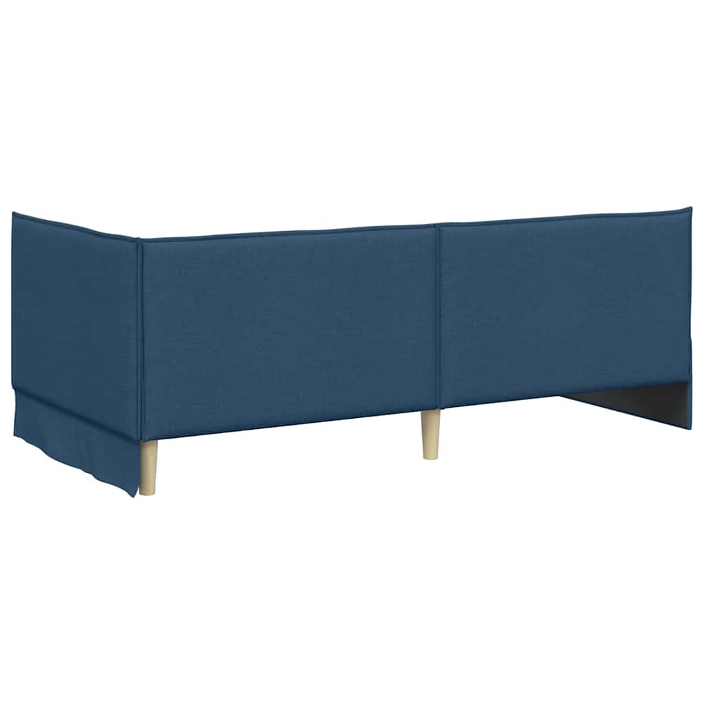 Eckbettgestell mit Kopfteil Blau 80 x 200 cm Stoff