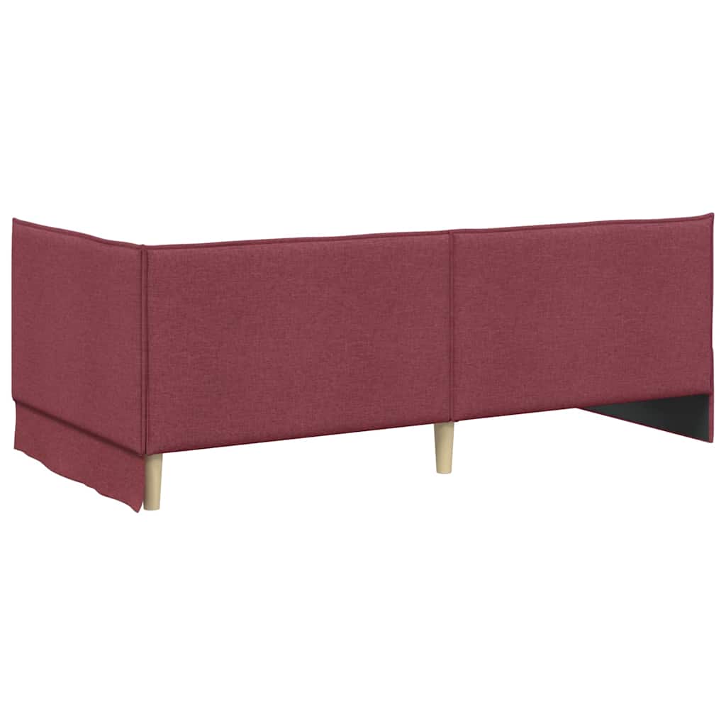 Eckbettgestell mit Kopfteil Weinrot 90 x 190 cm Stoff