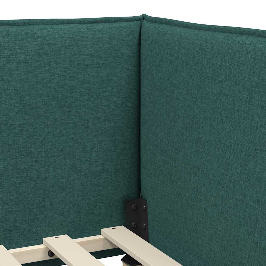 Eckbettgestell mit Kopfteil Dunkelgrün 90 x 190 cm Stoff
