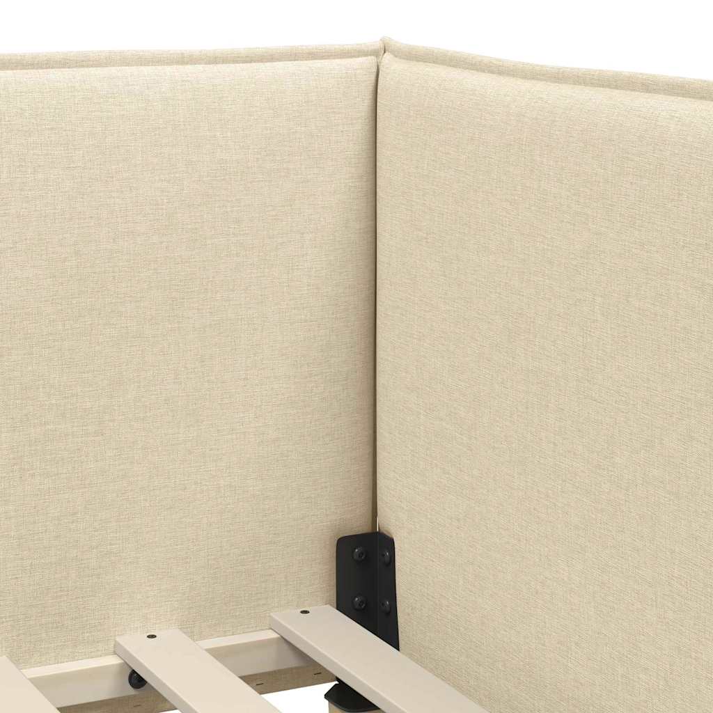 Eckbettgestell mit Kopfteil Creme 90 x 190 cm Stoff
