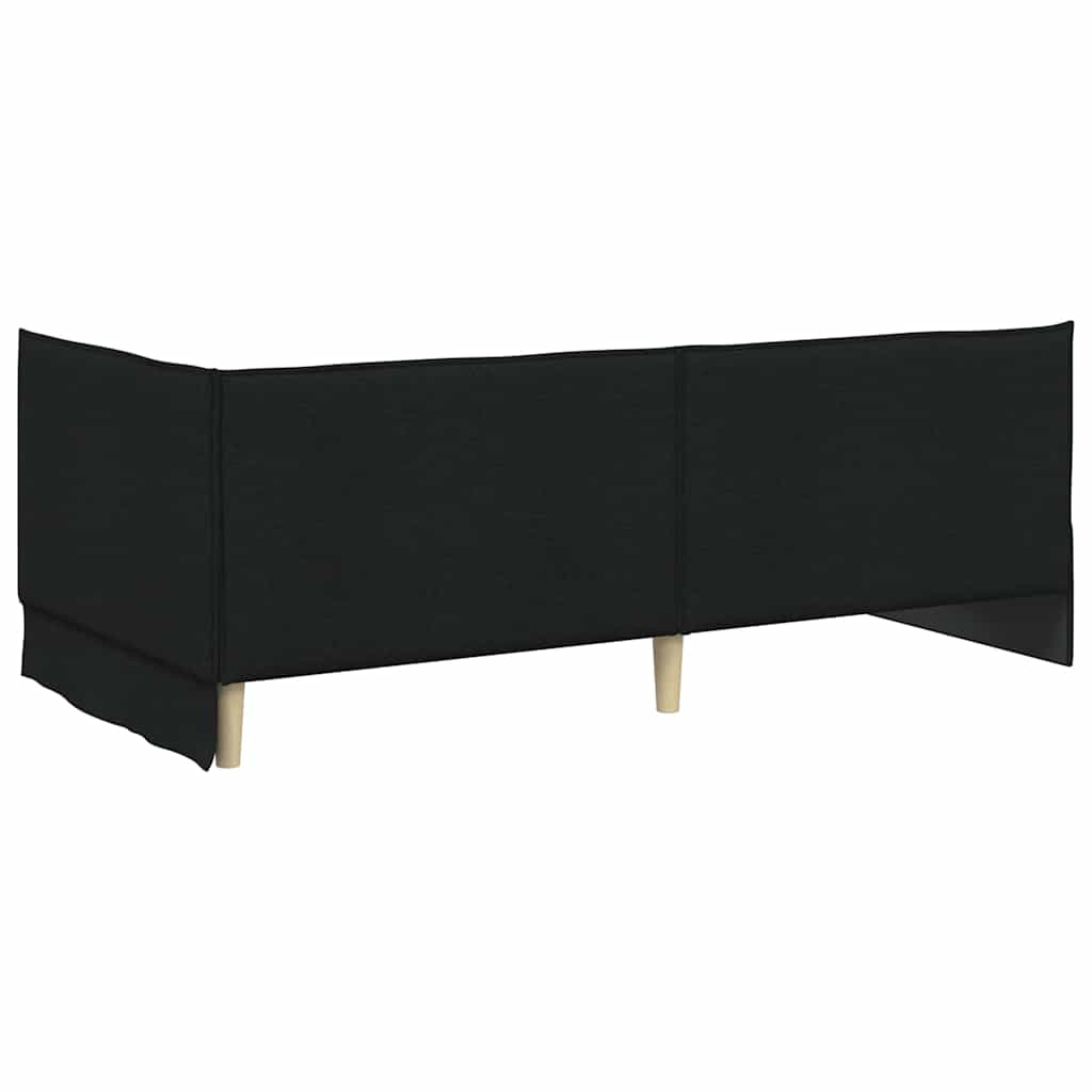 Eckbettgestell mit Kopfteil Schwarz 90 x 200 cm Stoff